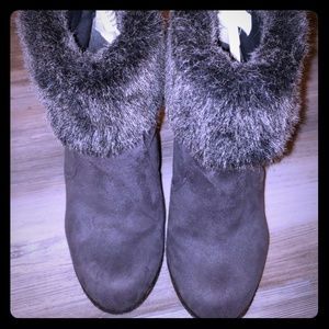 Fur  ankle boots- suede